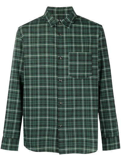 Shop Apc Check Button-up Shirt In Green