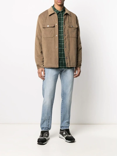 Shop Apc Check Button-up Shirt In Green