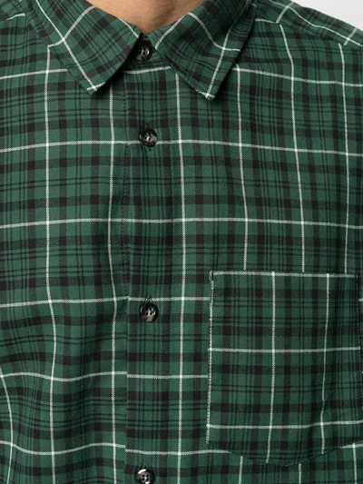 Shop Apc Check Button-up Shirt In Green