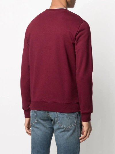 Shop Apc Logo-print Round Neck Sweatshirt In Red