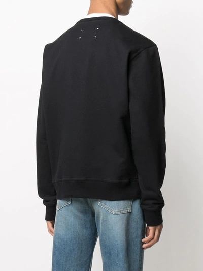 Shop Maison Margiela Logo-embroidered Cotton Sweatshirt In Black