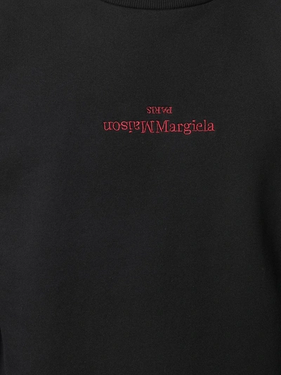 Shop Maison Margiela Logo-embroidered Cotton Sweatshirt In Black