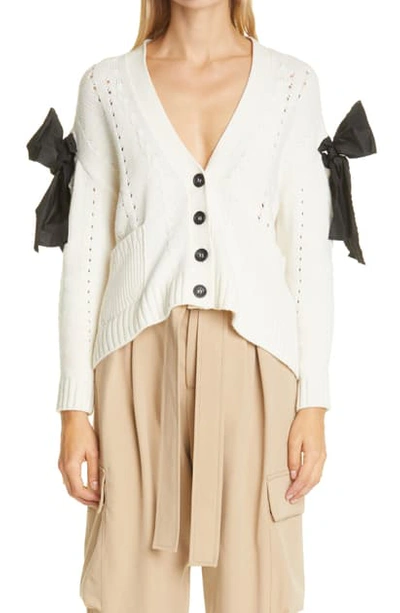 Shop Red Valentino Bow Detail Cardigan In Ivory