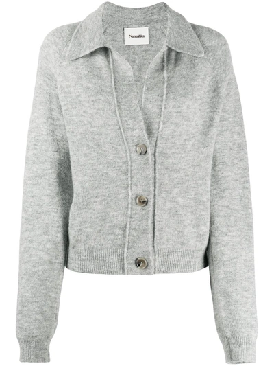 Shop Nanushka Front Button Cardigan In Grey