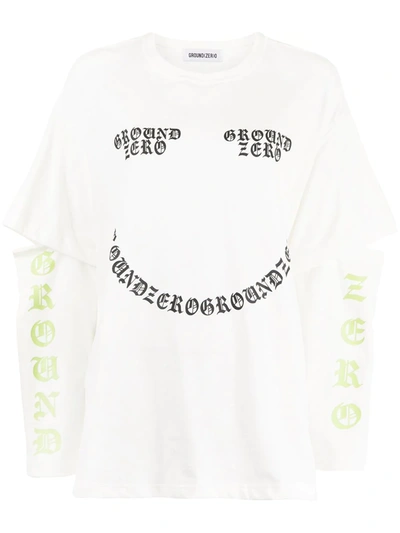 Shop Ground Zero Logo-print Cutout T-shirt In White