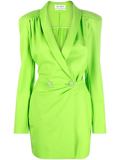 Shop Attico Double-breasted Blazer Dress In Green