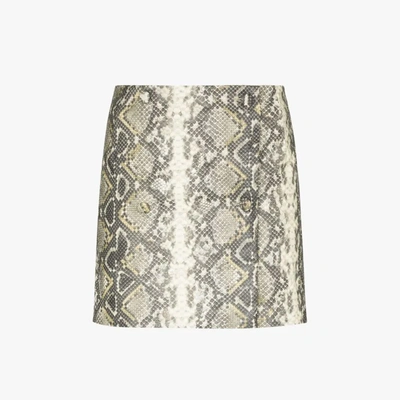 Shop Rotate Birger Christensen London Snake Print Mini Skirt In Grey