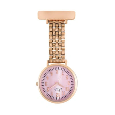 Bermuda Watch Company Annie Apple Pink Mother Of Pearl/rose Gold Link Bracelet Nurse Fob Watch