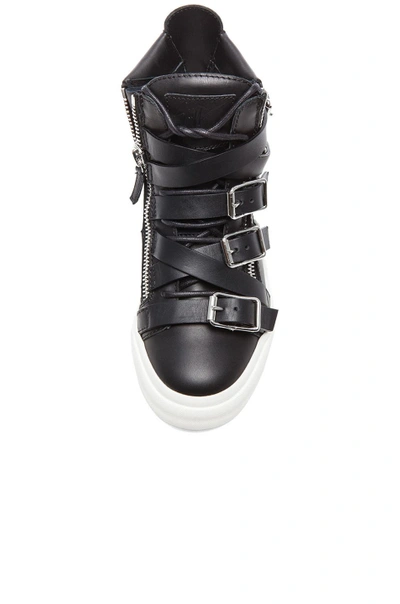 Shop Giuseppe Zanotti London Buckles Leather Sneakers In Black