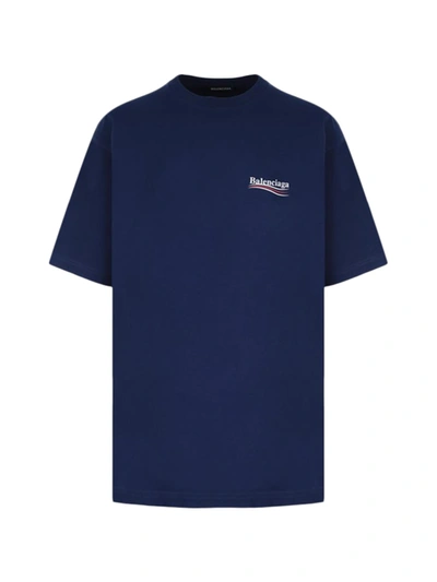 Shop Balenciaga Large Fit T-shirt In Pacific Blue White