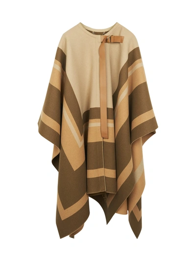 Shop Chloé Cape With Bow In G Beige Brown