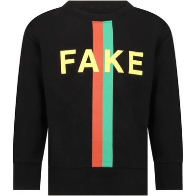 Shop Gucci Black Sweatshirt For Kids With Web Detail