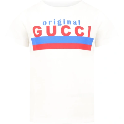 Shop Gucci White T-shirt For Kids With Logo
