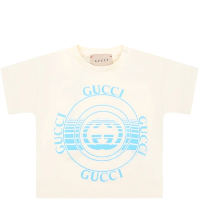 Shop Gucci Ivory T-shirt For Babykids With Logos