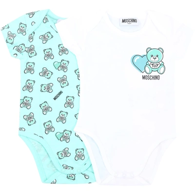 Shop Moschino Multicolor Set For Babykids With Teddy Bear In Green