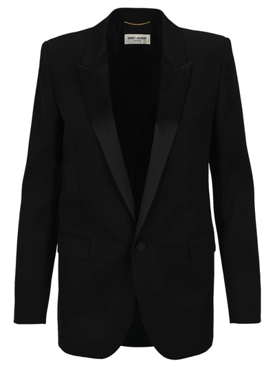 Shop Saint Laurent Tuxedo Blazer In Black