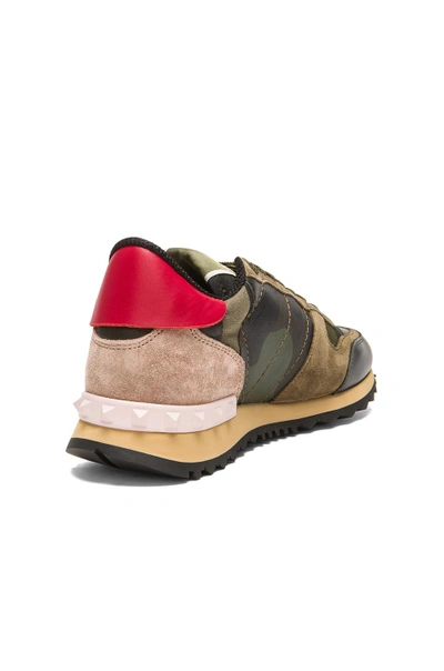 Shop Valentino Camouflage Canvas & Suede Trainers In Army Green Camo