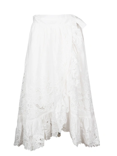 Shop Zimmermann Luli Scallop Wrap Skirt In White