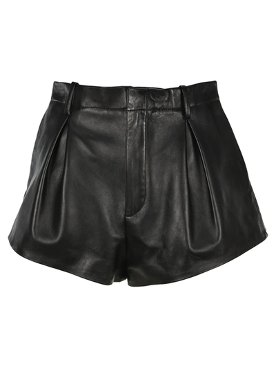 Shop Saint Laurent Short Pleated Leather In Black