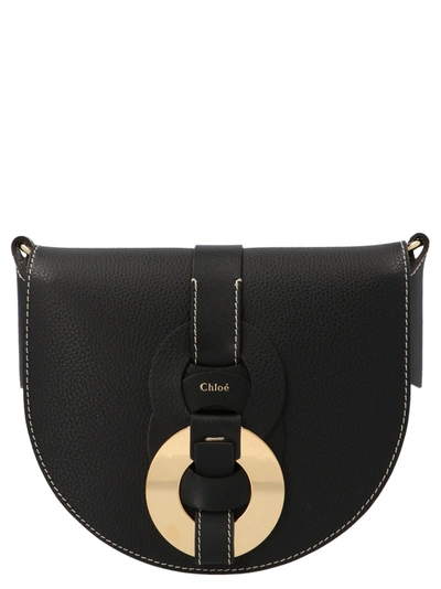 Shop Chloé Darryl Saddle Small Bag In Black