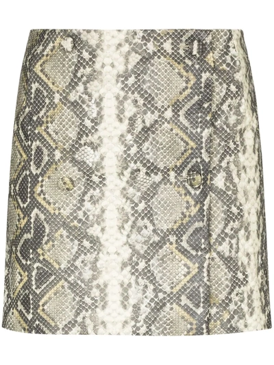 Shop Rotate Birger Christensen London Snake-print Mini Skirt In Grey