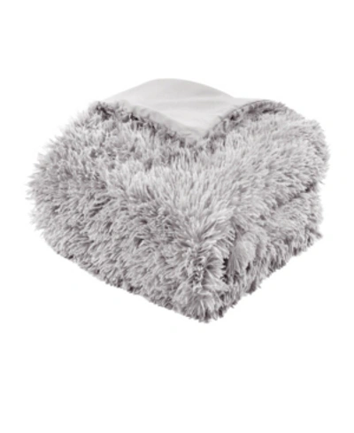 Shop Lush Decor Emma Faux Fur Throw Blanket In Light Gray