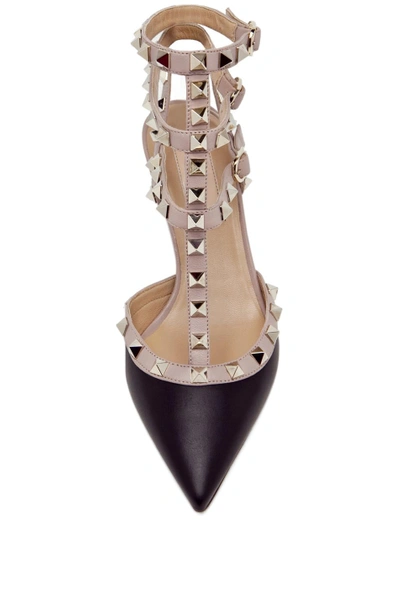 Shop Valentino Rockstud Leather Slingbacks T.65 In Black