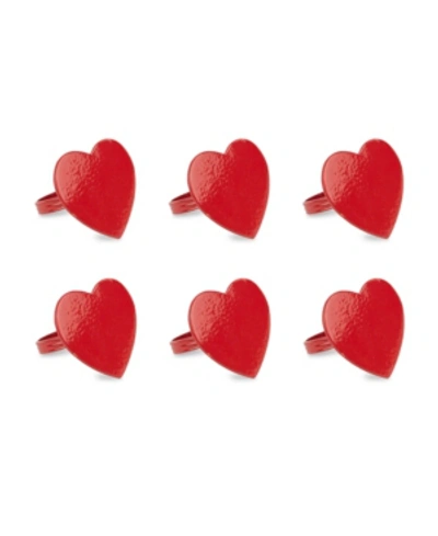 Shop Design Imports 6-pc. Heart Napkin Ring Set In Red