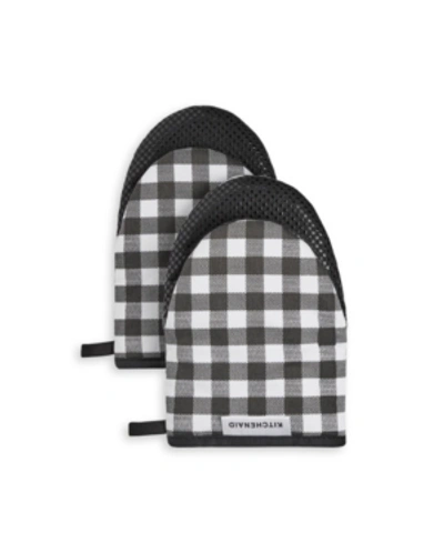 Kitchenaid Gingham 2-pc. Mini Oven Mitt Set In Onyx Black