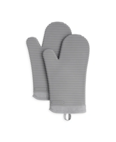 Kitchenaid Ribbed Soft Silicone 2-pc. Oven Mitt Set In Grey
