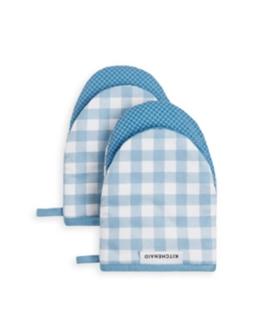 Kitchenaid Gingham 2-pc. Mini Oven Mitt Set In Blue Velvet