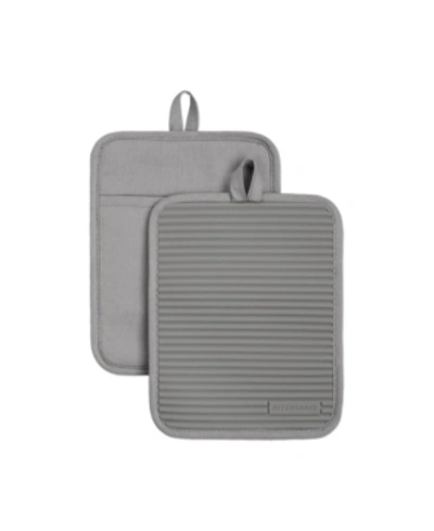 Kitchenaid Ribbed Soft Silicone 2-pc. Pot Holder Set In Grey