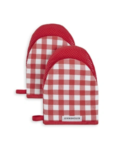 Kitchenaid Gingham 2-pc. Mini Oven Mitt Set In Passion Red