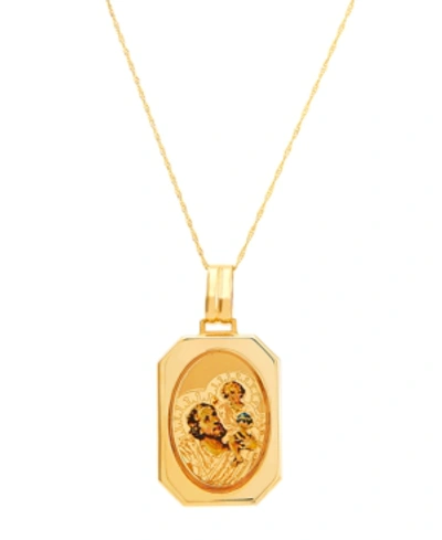 Shop Italian Gold Polished Solid Saint Christopher Medallion On 18" Chain 14k Yellow Gold