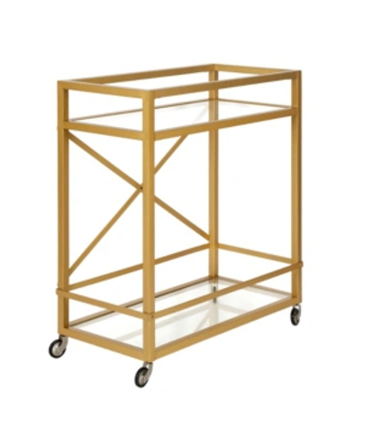 Shop Hudson & Canal Wilson Bar Cart With Clear Glass Shelves In Gold-tone