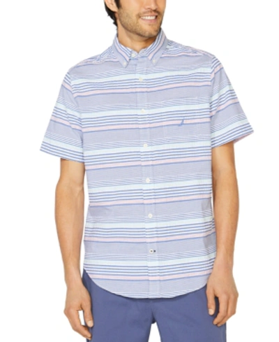 Shop Nautica Men's Classic-fit Seersucker Stripe Shirt In Star Sapphire