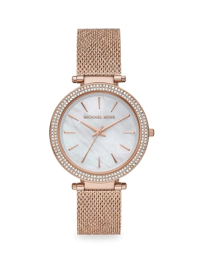 Shop Michael Kors Women's Darci Pavé Rose Goldtone Bracelet Watch In Pink