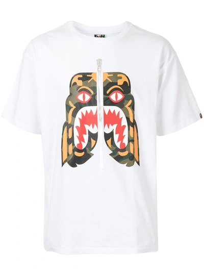 Shop A Bathing Ape 1st Camo Tiger-print Cotton T-shirt In White