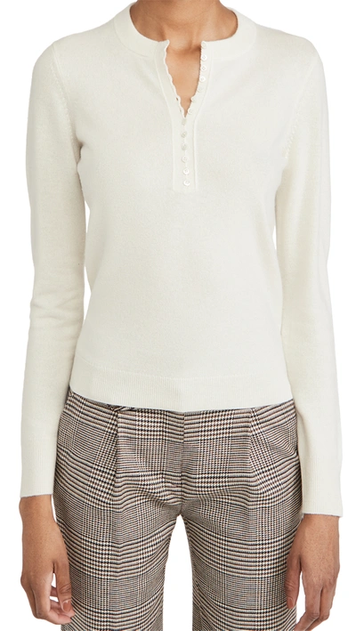 Shop Theory Button Placket Henley Cashmere Sweater In Ivory