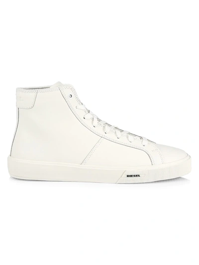 Shop Diesel Mydori High-top Leather Sneakers In White