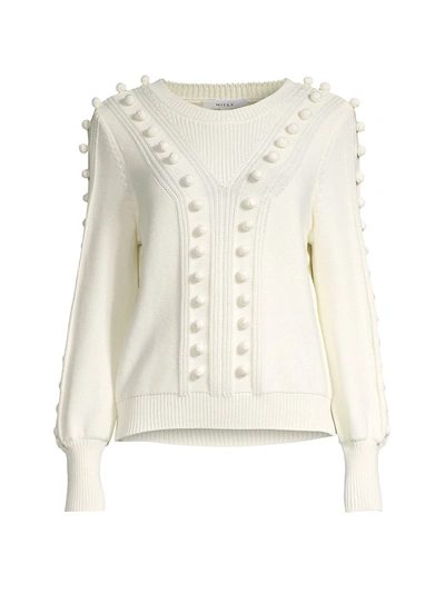 Shop Milly Placed Bobble Sweater In Ecru