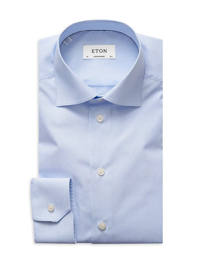 Shop Eton Men's Comtemporary-fit Fine Striped Dress Shirt In Blue