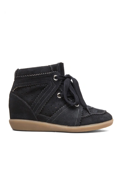 Isabel Marant Bobby Calfkin Velvet Leather Sneakers In Anthracite