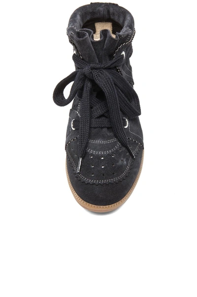 Shop Isabel Marant Bobby Calfkin Velvet Leather Sneakers In Anthracite