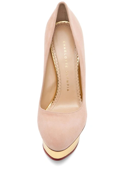 Shop Charlotte Olympia Dolly Signature Court Island Suede Pumps In Blush In Blush Suede