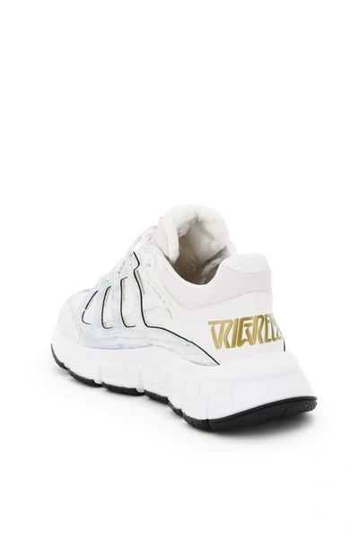Shop Versace Trigreca Sneakers In White/gold/grey