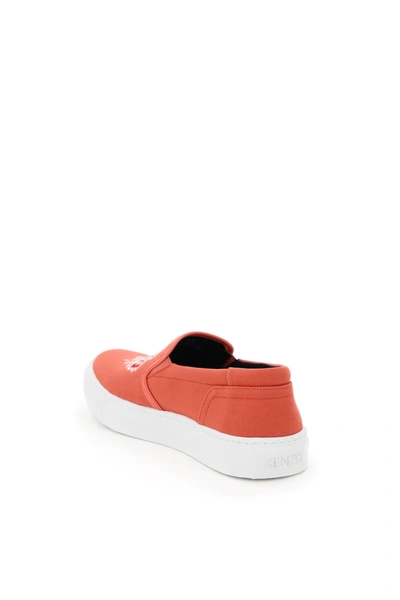 Shop Kenzo K-skate Slip-on Sneakers In Orange,white