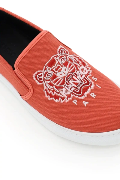 Shop Kenzo K-skate Slip-on Sneakers In Orange,white