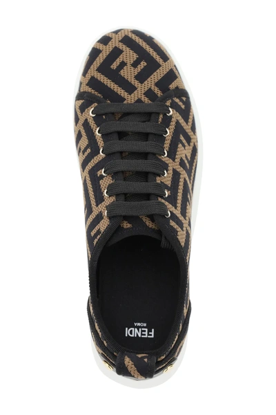 Shop Fendi Rise Ff Sneakers In Brown,black