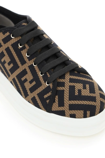 Shop Fendi Rise Ff Sneakers In Brown,black